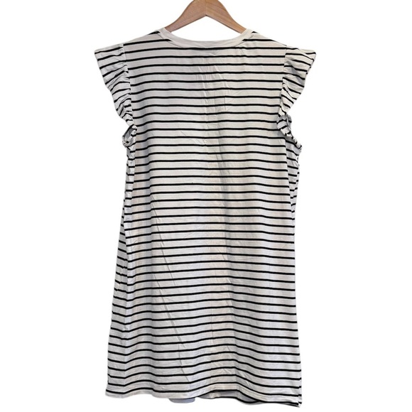 π 6/$60 Shein Dress White Black Flutter Sleeve Stripes Heart Patch Size XL - Picture 2 of 5